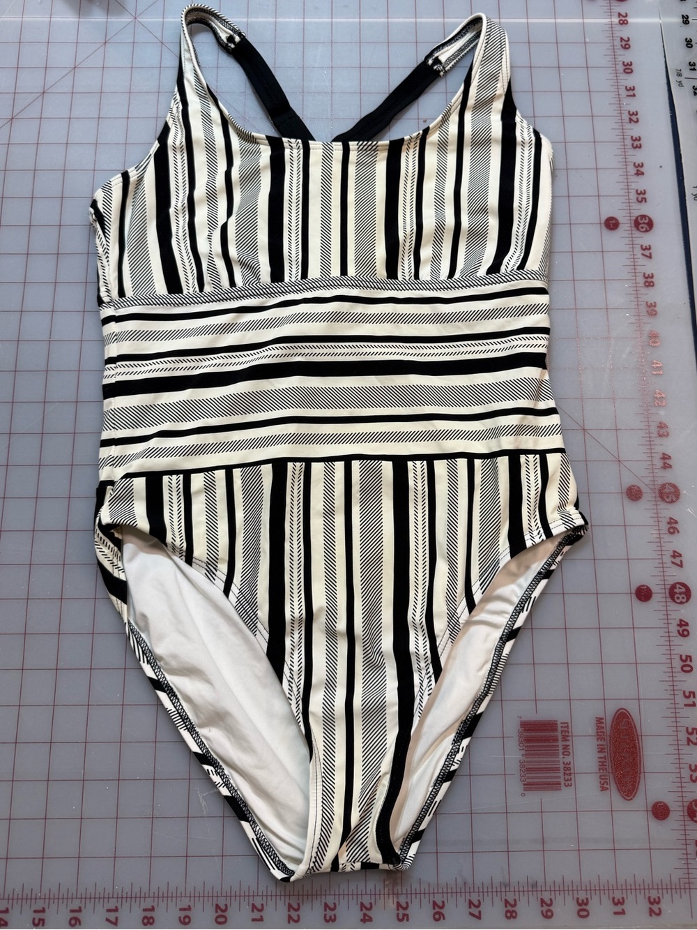 next Black and White Striped One-Piece Swimsuit